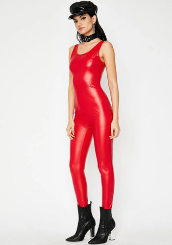 Cherry Hot Mess Coated Catsuit