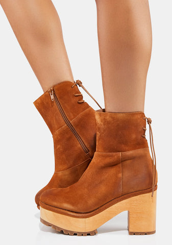 Warm Cognac Kenna Platform Clogs