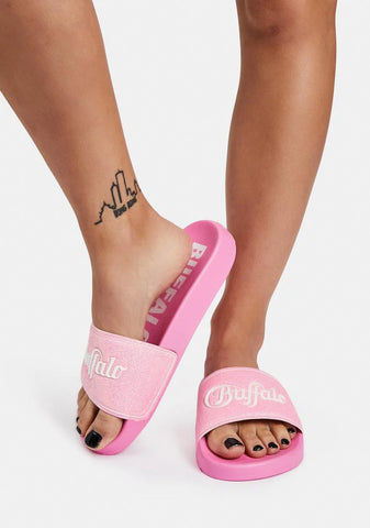 Pink Glitter Rio Slides