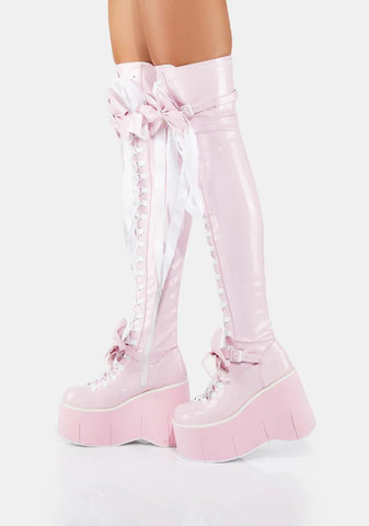 Pastel Gothic Princess Thigh High Boots