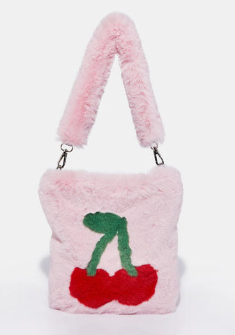 Cherry Faux Fur Bag