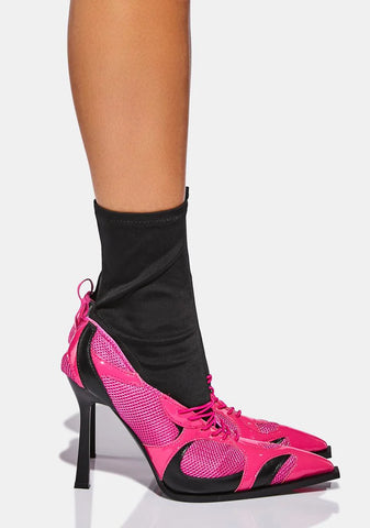 Pink Sneaker Heeled Boots