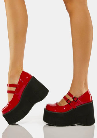 Red Patent Dollhaus Platform Mary Janes