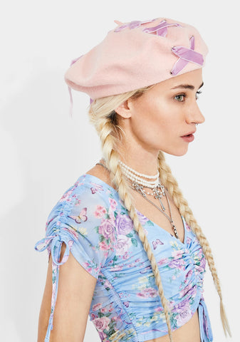 Candy Stitched Together Ribbon Beret