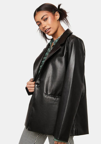 Vegan Leather Oversized Blazer