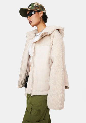 Sand King Sized Shearling Hoodie