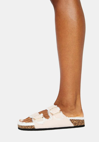 Lazy Days Fuzzy Buckle Slides