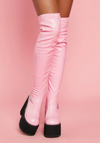 Pinned For Life Thigh High Boots