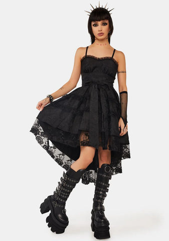 Magic Girl Pleated Rose High Low Dress