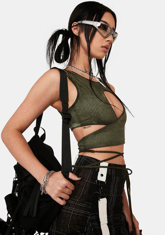 Distortion Keyhole Wrap Top