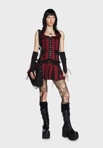 Black And Red Bo Peep Halter Corset