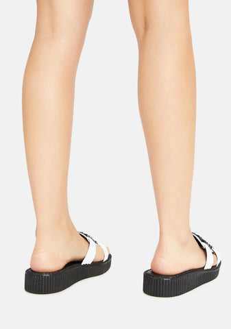 White TUKskin Studded Mule Sandals