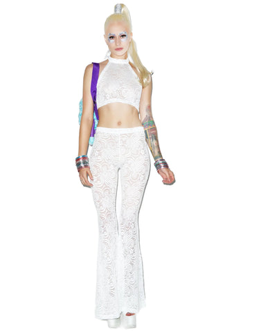 Cyclone Lace Halter Top - Black