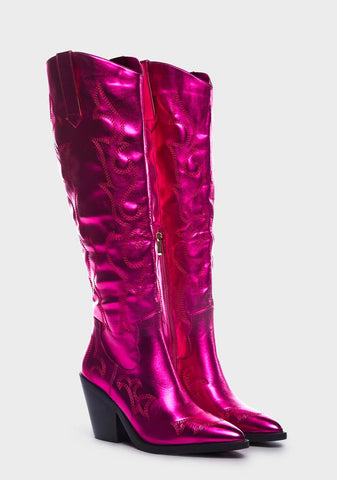 Pink Metallic Mimi Cowboy Boots
