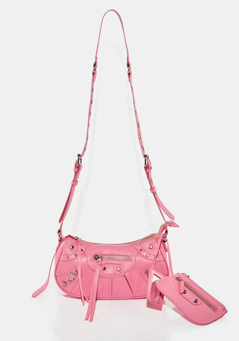 Trackstar Pink Croc Shoulder Bag