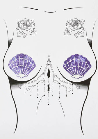 Mother Of Pearl Purple Holographic Mermaid Shell Pasties