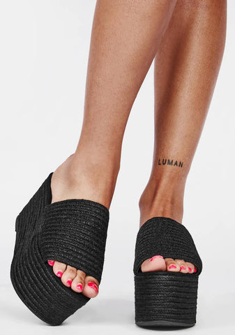 Black Wafa Platform Sandals