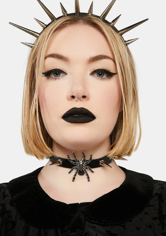 Haunting Cobwebs Spiked Spider Choker
