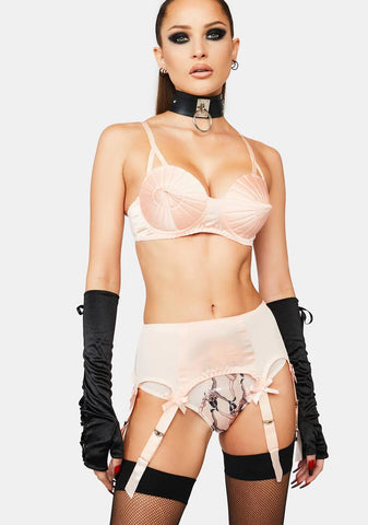 X Bettie Page Peach Classic Suspender Belt