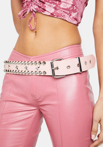 Light Pink Star And Circle Stud Belt