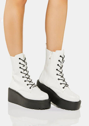 White Talos Platform Combat Boots