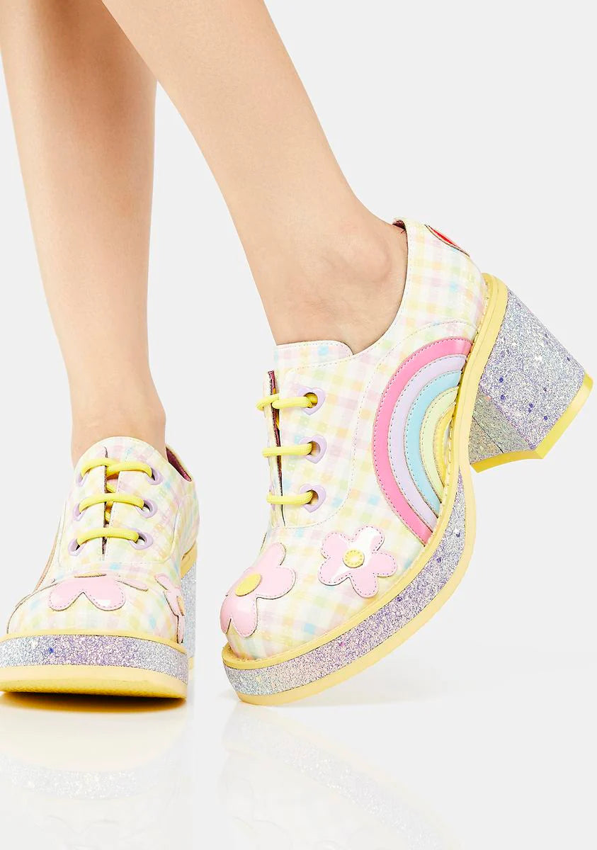 Yellow Rainbows And Love Platform Oxfords