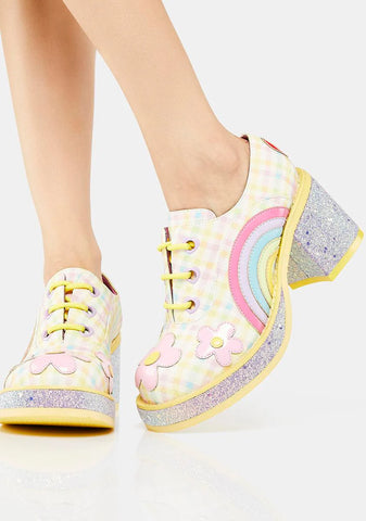 Yellow Rainbows And Love Platform Oxfords