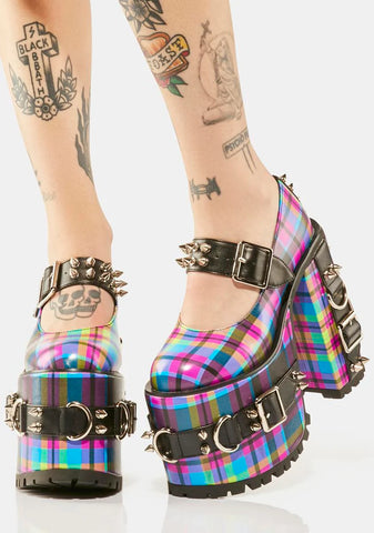 Paint The Town Plaid Mary Janes