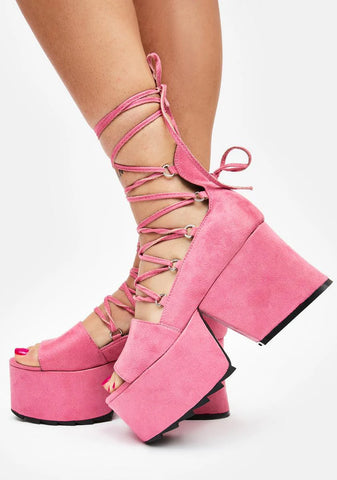 Pink Goodbye Angel Platform Heels