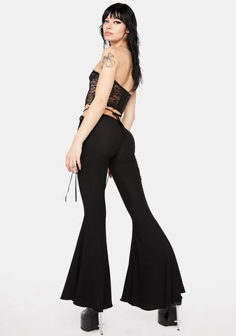 Lace Detail Flared Pants