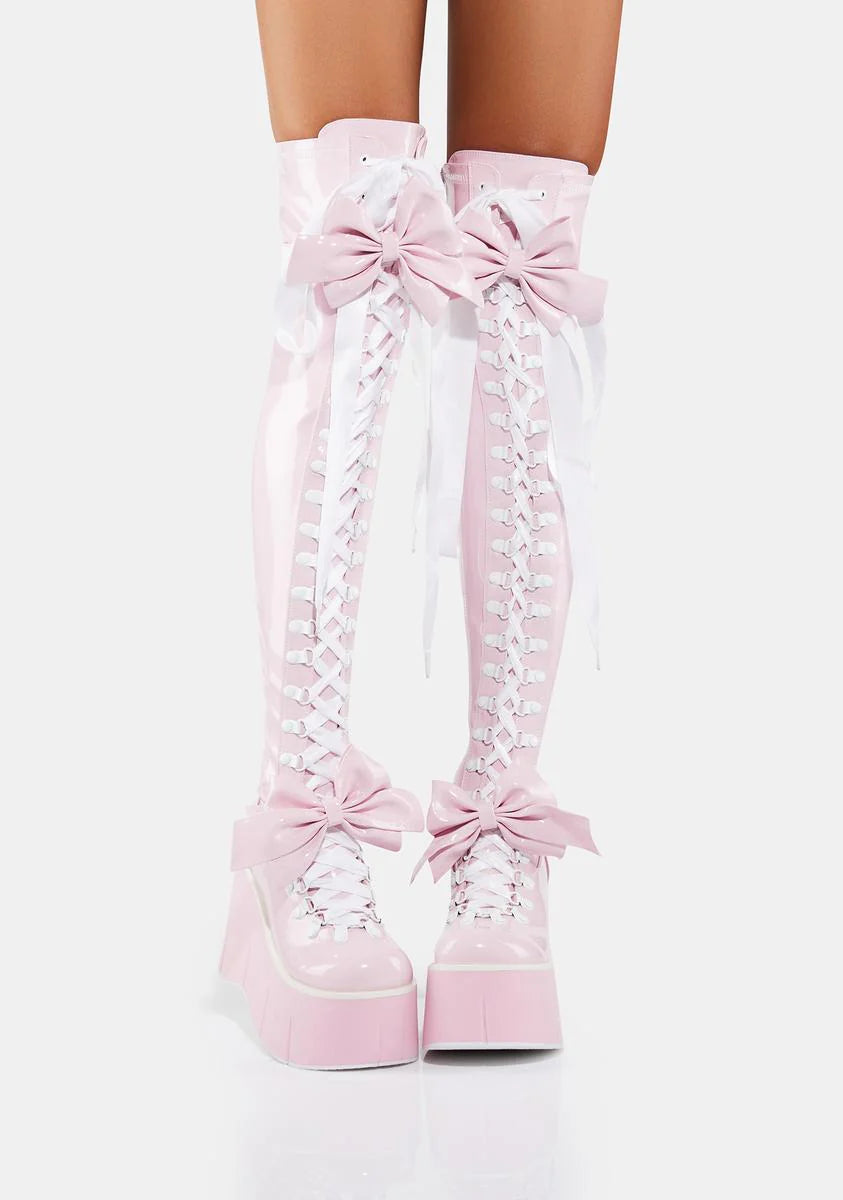 Pastel Gothic Princess Thigh High Boots