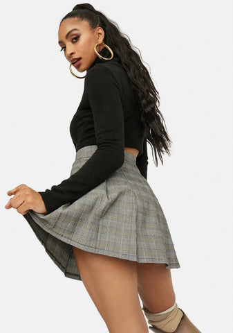 To The Front Plaid Mini Skirt