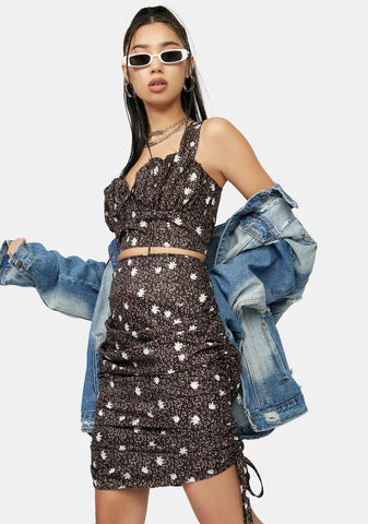Take A Picture Floral Ruched Skirt Set
