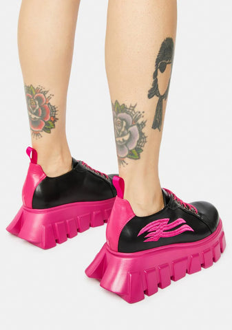 Hot Pink Markings Platform Sneakers