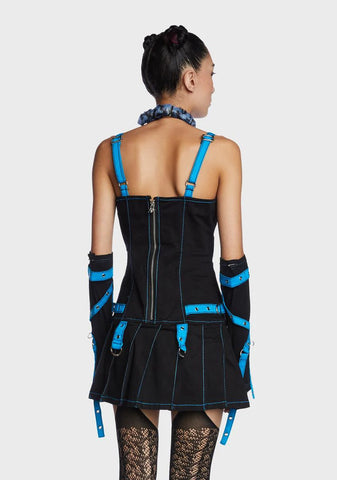 Black/Blue Multi Eyelet Arm Warmers