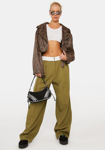 Jungle Green City Of Angels Wide Leg Pants