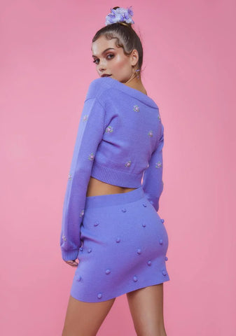 Dance With Me Pom Pom Sweater Skirt