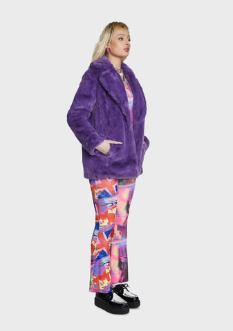 Purple Hendrix Faux Fur Coat