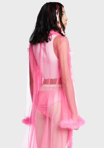 Mistress In Marabou Long Robe