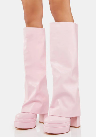 Pink Invisible Foldover Boots