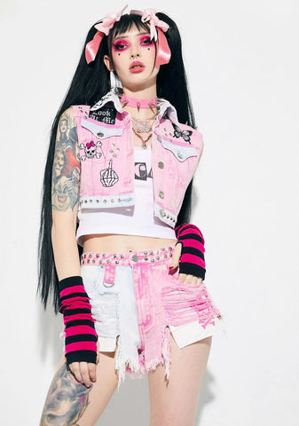 Perfect Poison Acid Wash Denim Shorts