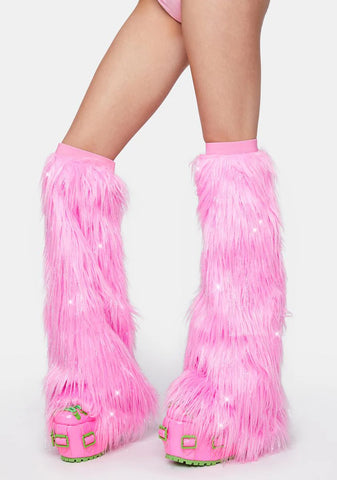 Sweet Techno Kitty Faux Fur Leg Warmers