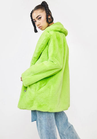Lime Green Hendrix Faux Fur Coat