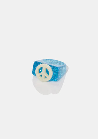 Berry Peace Out Glitter Ring