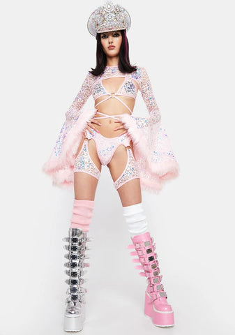 Pink Princess Ring Sequin Chap Shorts