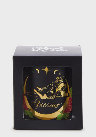 Rose Petal Aquarius Zodiac Candle