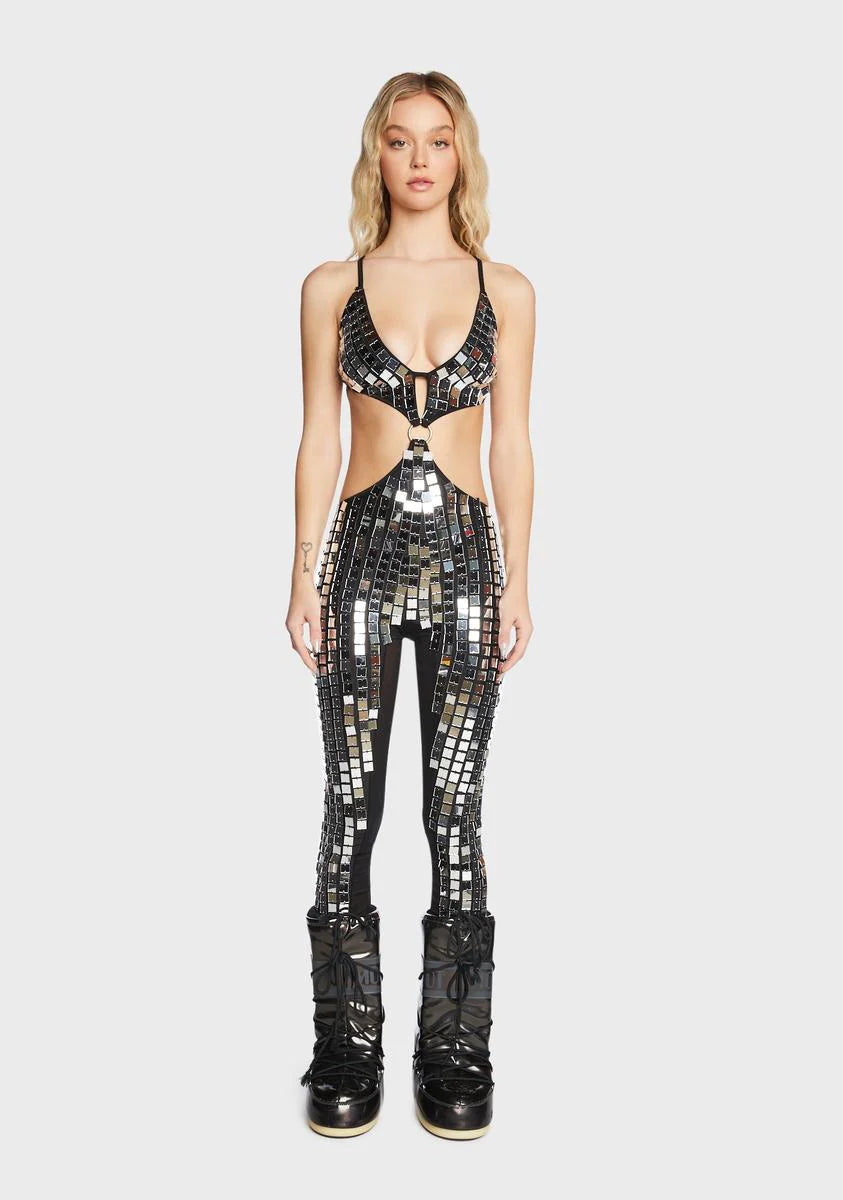 Silver Molly Mirror Catsuit