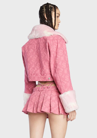 Pink Monogram Denim Crop Jacket