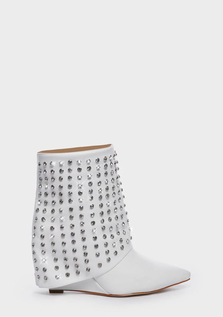 White Marina Rhinestone Booties