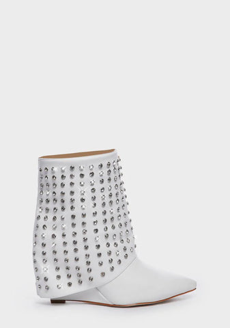 White Marina Rhinestone Booties